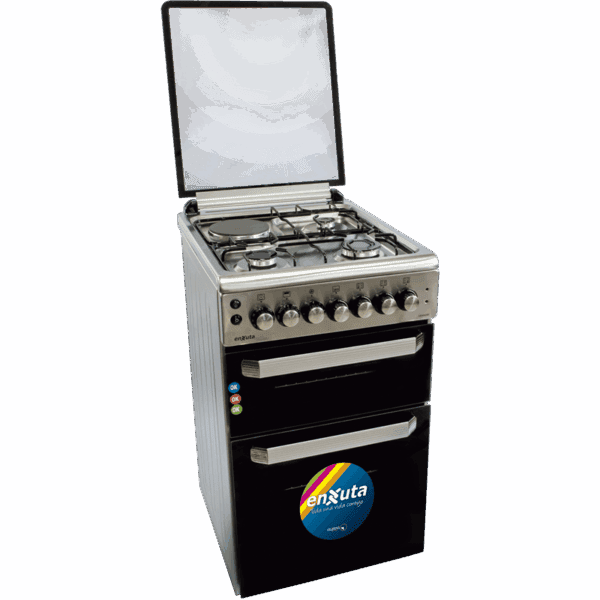 Cocina Doble Horno con 3 Hornallas y 1 Disco Eléctrico Inox 50x60