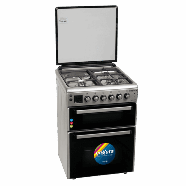 Cocina Doble Horno con 3 Hornallas y 1 Disco Eléctrico Inox