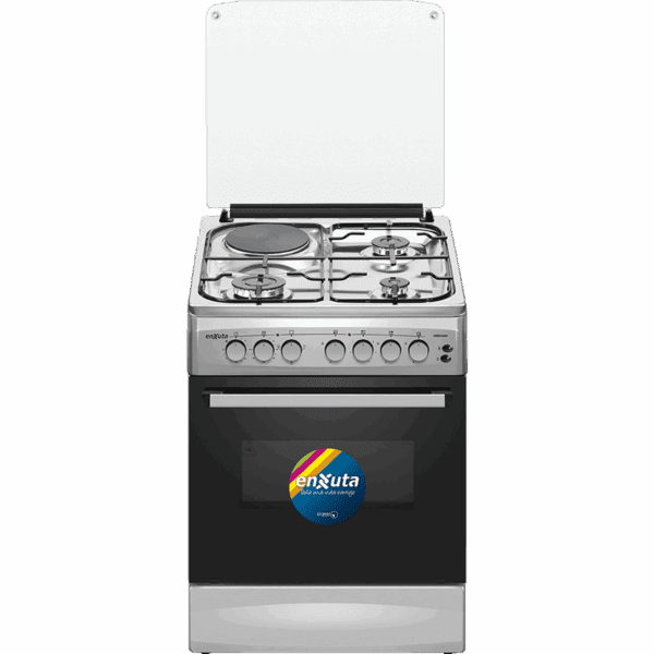 Cocina Combinada 3 Hornallas y 1 Disco Eléctrico Inox 60x60 con Convección