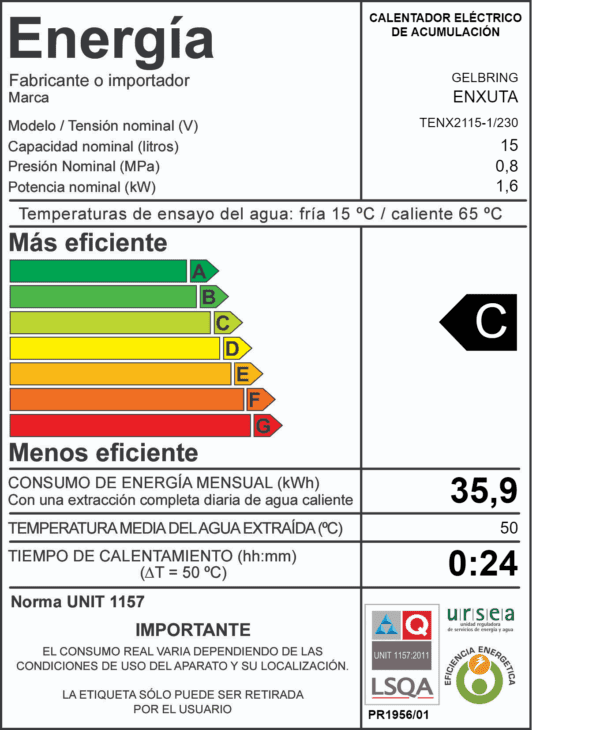 Termotanque de Acero 15 Litros línea Cilíndrica - Imagen 2