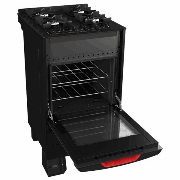 Cocina Supergas 4 Hornallas Negra, Mesada de Vidrio, Hierro Fundido y Termocupla - Imagen 2