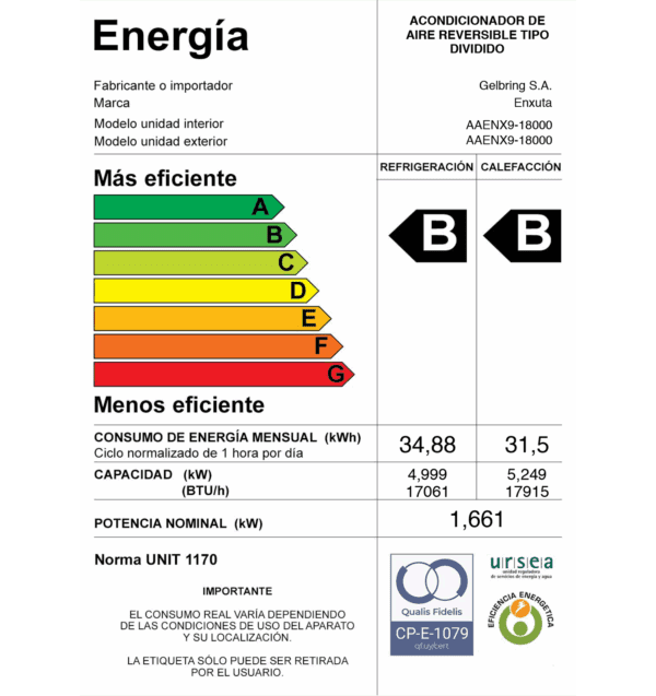 Aire Acondicionado 18.000 BTU con Gas R32 Clase B - Imagen 4