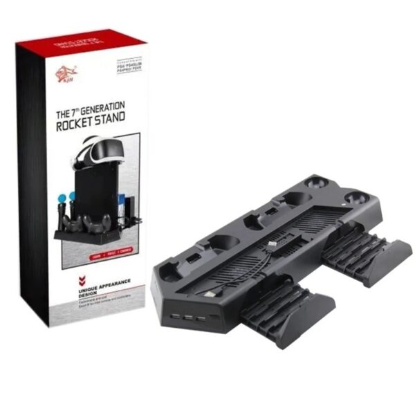 Soporte para PS4/SLIM/PRO con cooler+ compartimiento para 14 game