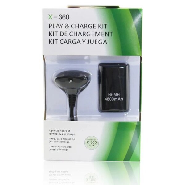 Batería recargable de 4800 mAh + cable de carga para Xbox 360