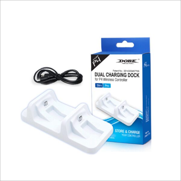 Base de carga para dos Joystick de PS4 Dobe TP4-002W Blanco