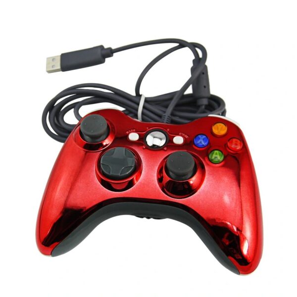 Joystick cableado compatible con Xbox 360 / PC color rojo cromado - Imagen 2