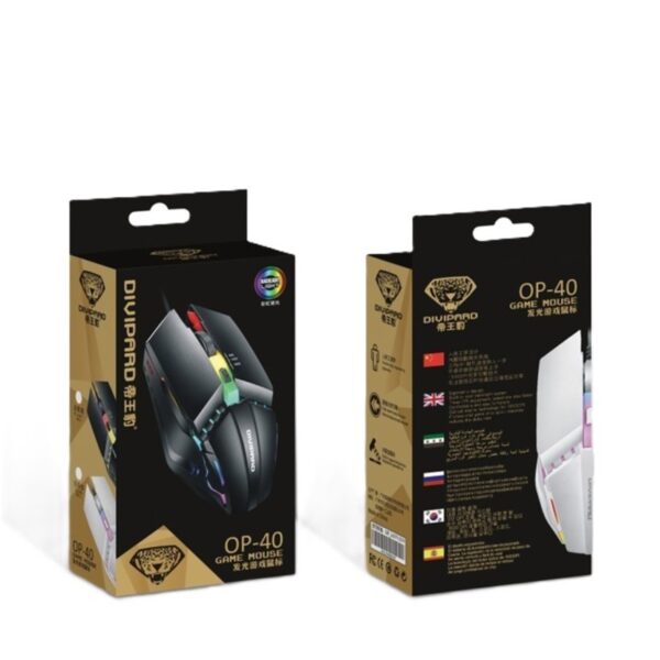 Mouse Gaming Iluminación LED USB Divipard OP-04 Black - Imagen 2