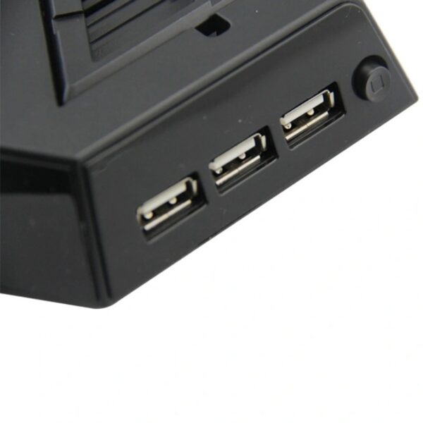 Soporte consolas PS4/Slim/Pro con cooler+dos estaciones de carga - Imagen 3