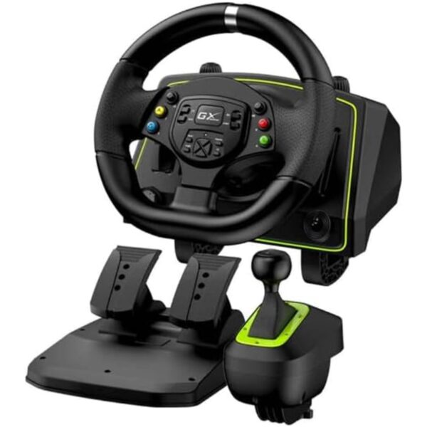 Volante Genius SpeedMaster X2 con vibración, pedales y palanca de cambios