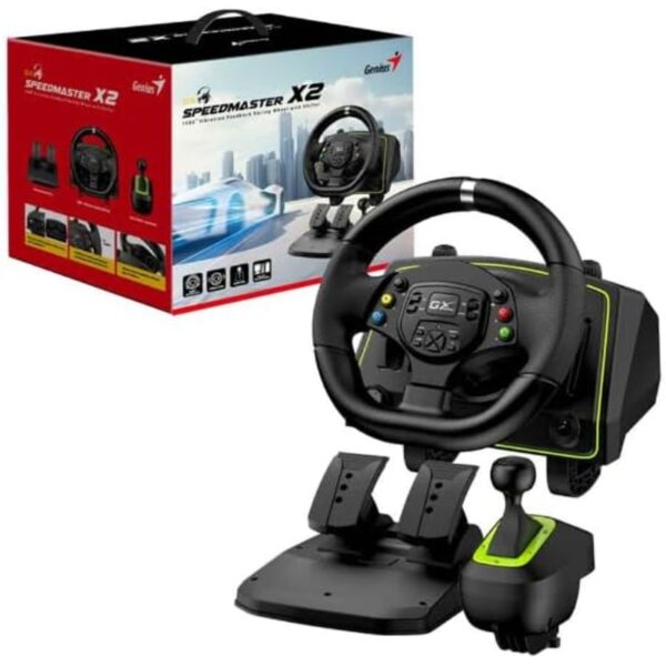 Volante Genius SpeedMaster X2 con vibración, pedales y palanca de cambios - Imagen 3