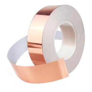 Cinta adhesiva conductiva de una sola cara 5m x 10mm.