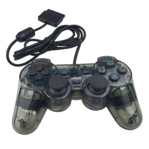 Joystick cableado compatible con PlayStation 2 negro transparente