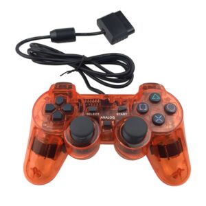 Joystick cableado compatible con PlayStation 2 rojo transparente
