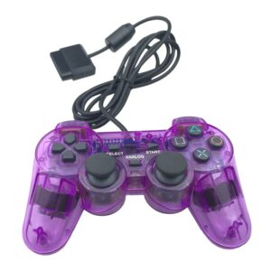 Joystick cableado compatible con PlayStation 2 violeta transparente