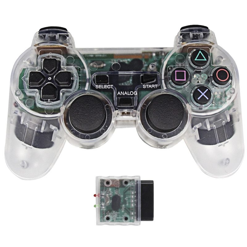 Joystick inalámbrico compatible con PS2 color transparente - Imagen 2