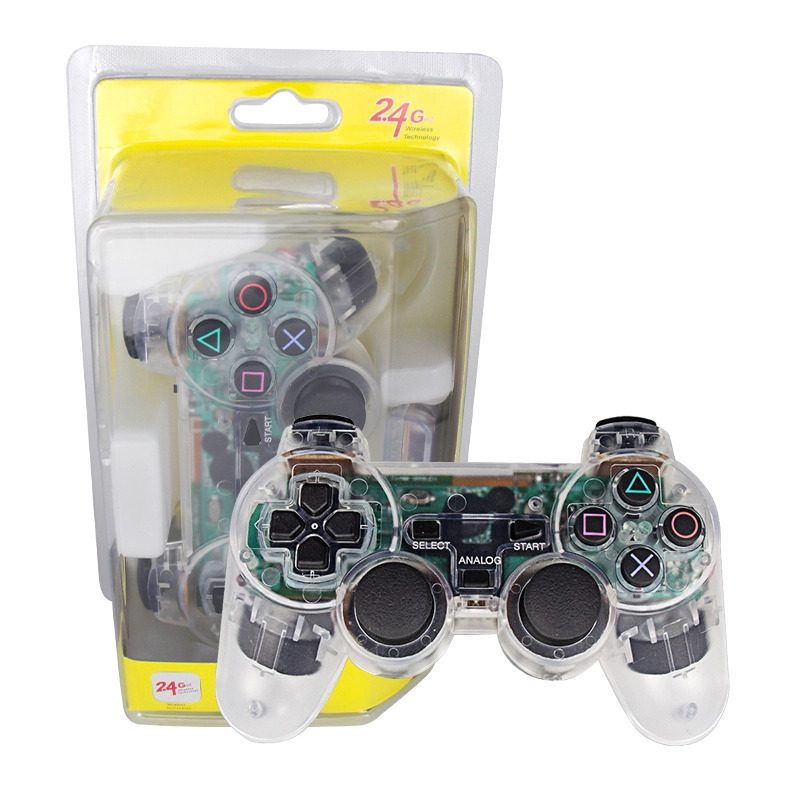 Joystick inalámbrico compatible con PS2 color transparente - Imagen 5