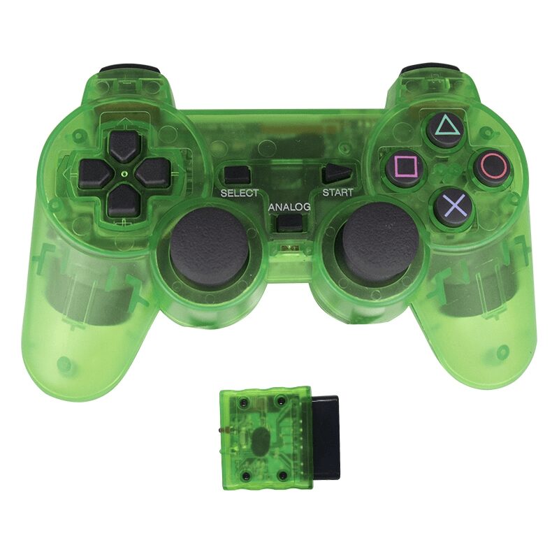Joystick inalámbrico compatible con PS2 color verde transparente - Imagen 2