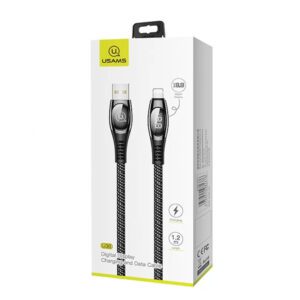 Cable trenzado USAMS U36 Lightning 1,2 m 2 A Carga rápida LED negro