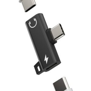 Adaptador 2 en 1 USB tipo C a carga rápida USB tipo C y USB tipo C