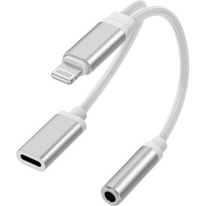 Adaptador 2 en 1 Lightning a conector de auriculares de aux 3.5