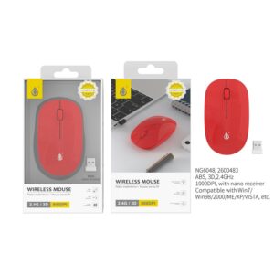 Mouse inalámbrico NG6048 RJ ALISON 3D 800DPI 2.4Ghz, Rojo