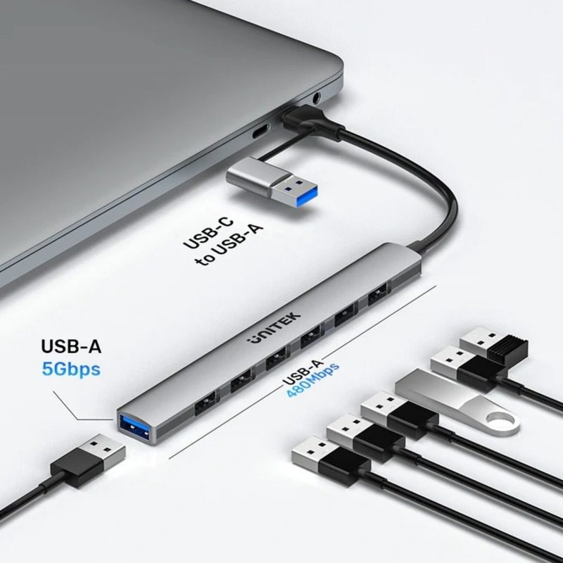 Hub USB 7 en 1 Unitek uHUB S7 - Imagen 2
