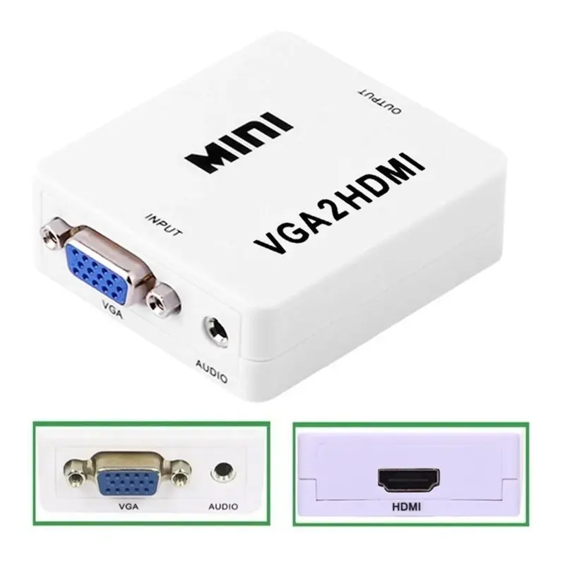 Conversor Vga A Hdmi Con Audio Adaptador 1080p Full Hd