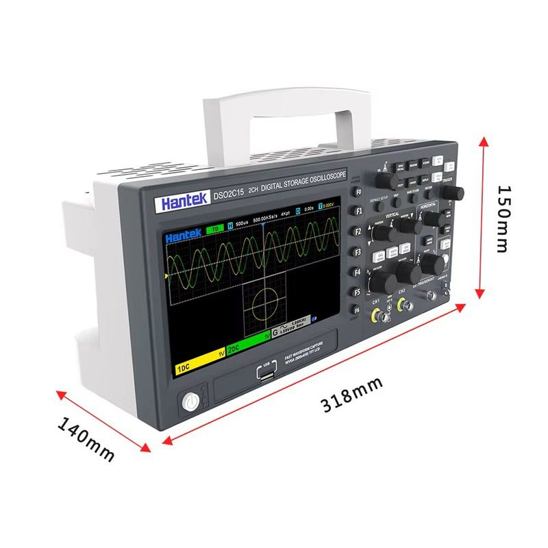 Osciloscopio digital 2 canales 150 Mhz Hantek DSO2D15 + P4100 - Imagen 3