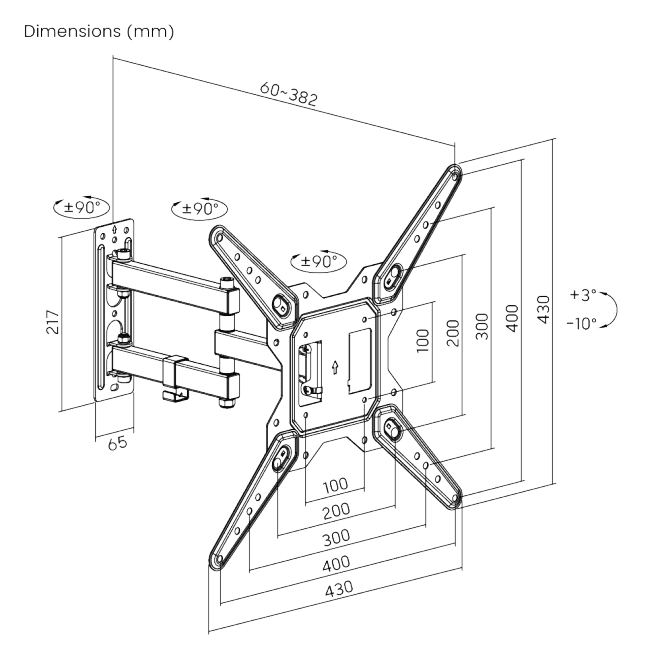 Soporte de pared Brateck Full-Motion para TV 23-55'' - Imagen 2